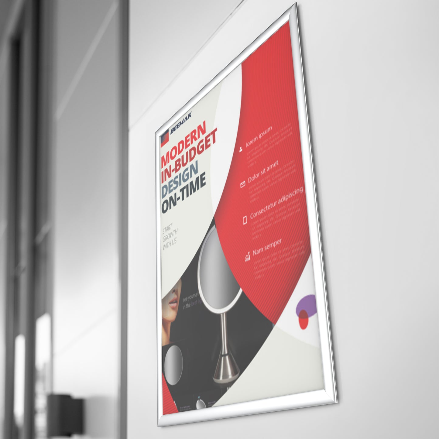 Plastic Snap Frame Wall Mount - 22" x 28" - Silver