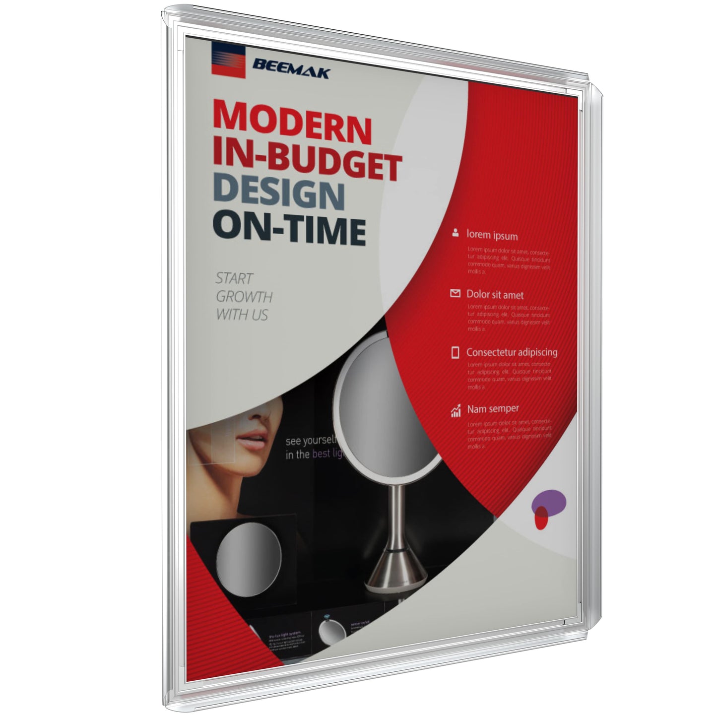 Plastic Snap Frame Wall Mount - 22" x 28" - Silver