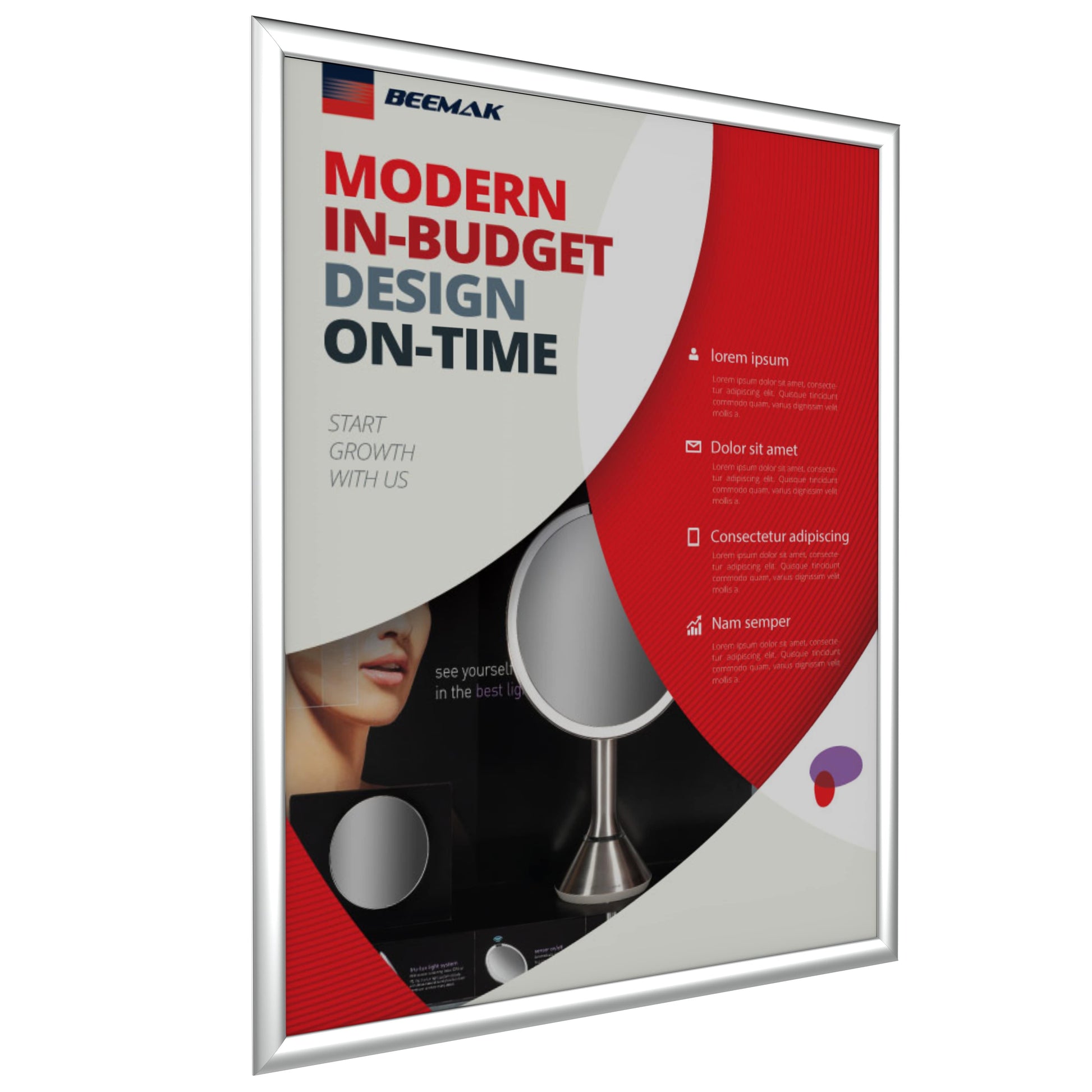 Plastic Snap Frame Wall Mount - 22" x 28" - Silver - Acrylic Display Product