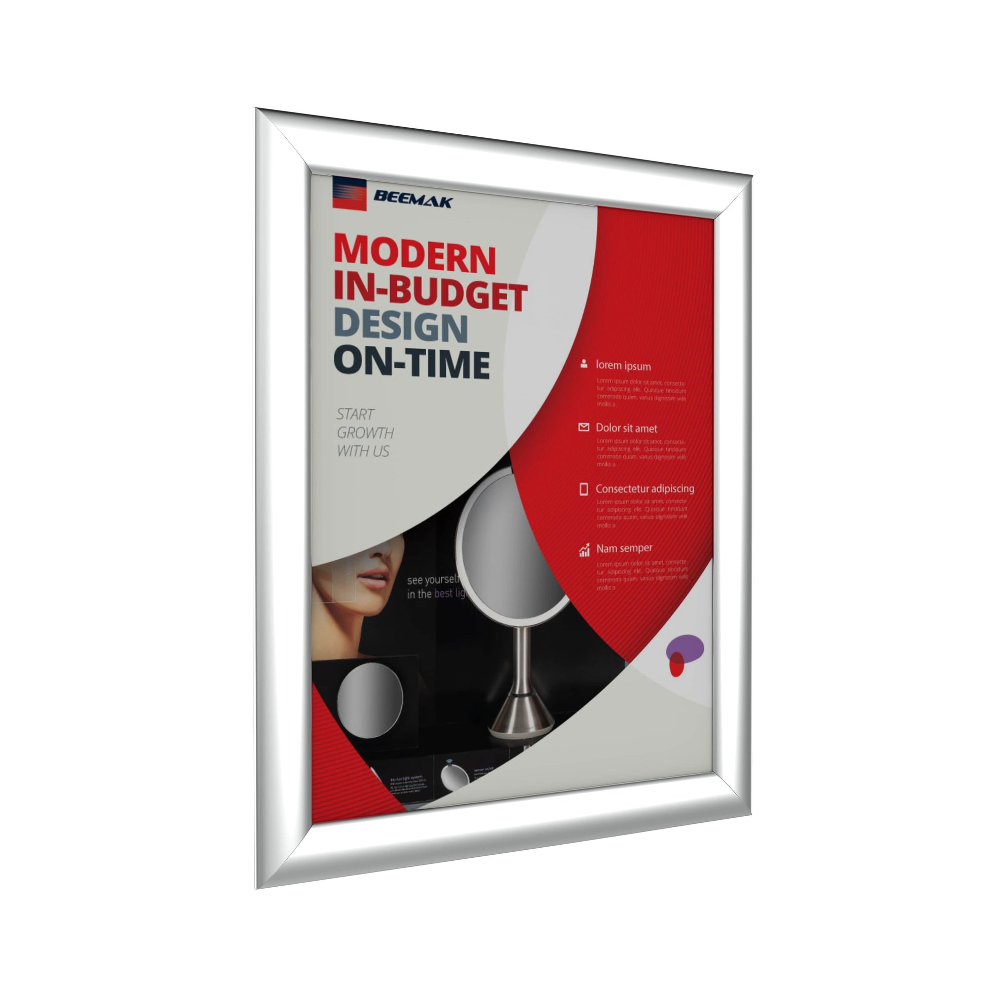 Plastic Snap Frame Wall Mount - 8-1/2" x 11" - Silver - Acrylic Display Product