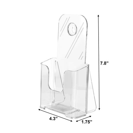 Clear Countertop or Wall Mount Holder for literature holder up to 4" wide.