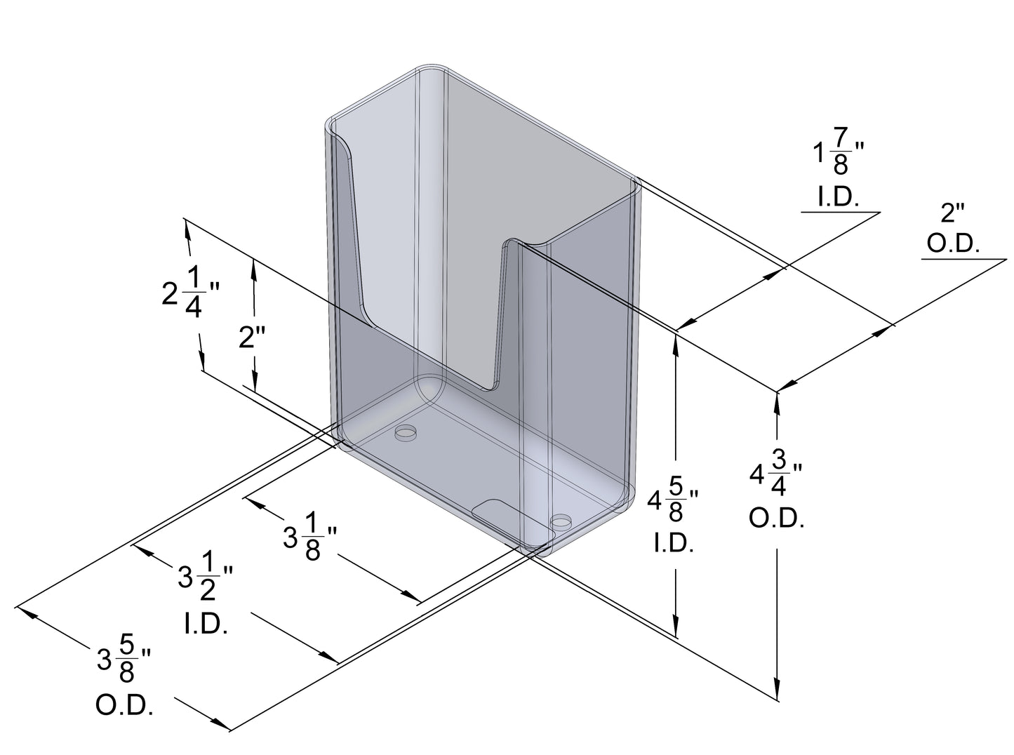 Counter Top/Wallmount Brochure Holder for literature up to 3.5" W