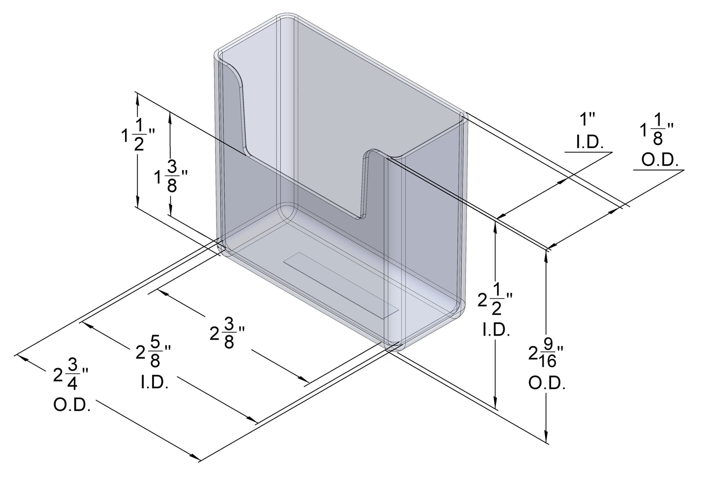 Countertop Brochure Holder for Literature up to 2 5/8"w