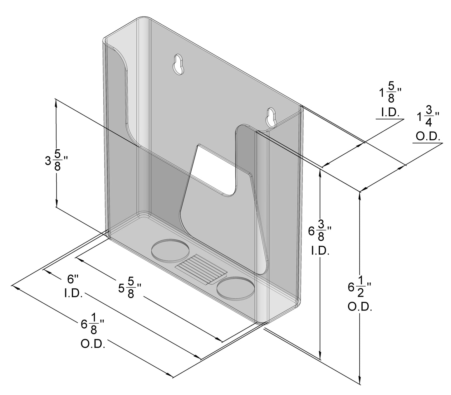 Wall Mount Brochure Holder for Literature up to 5 13/16"w