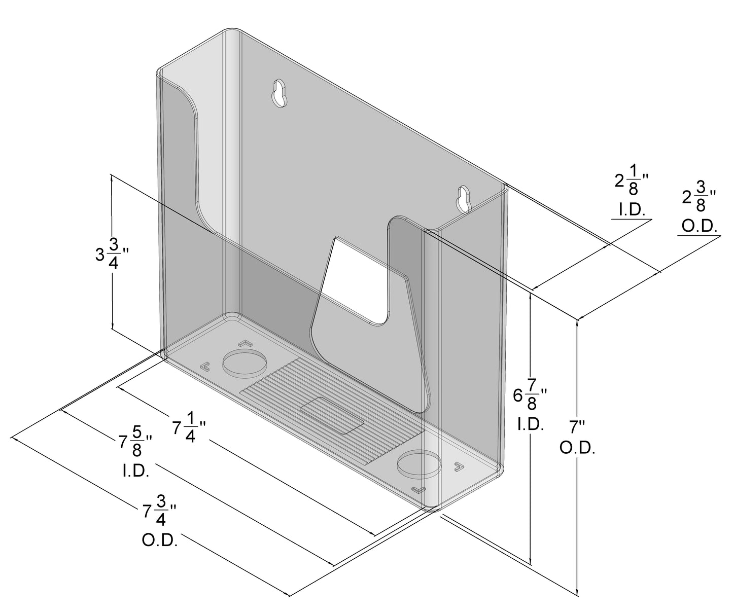 Wall Mount Brochure Holder for Literature up to 7.5"w