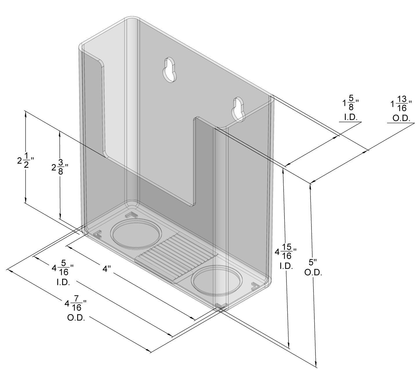 Wall Mount Brochure Holder for literature up to 4.25"w