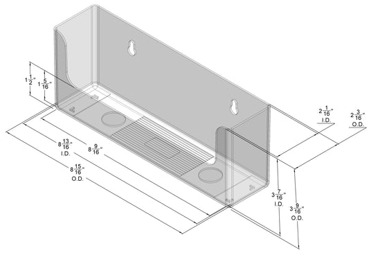 Wall Mount Brochure Holder for Full Sheet Literature up to 8.5"w