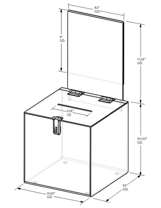 10" Sq. Clear Locking Ballot / Suggestion Box w/Header