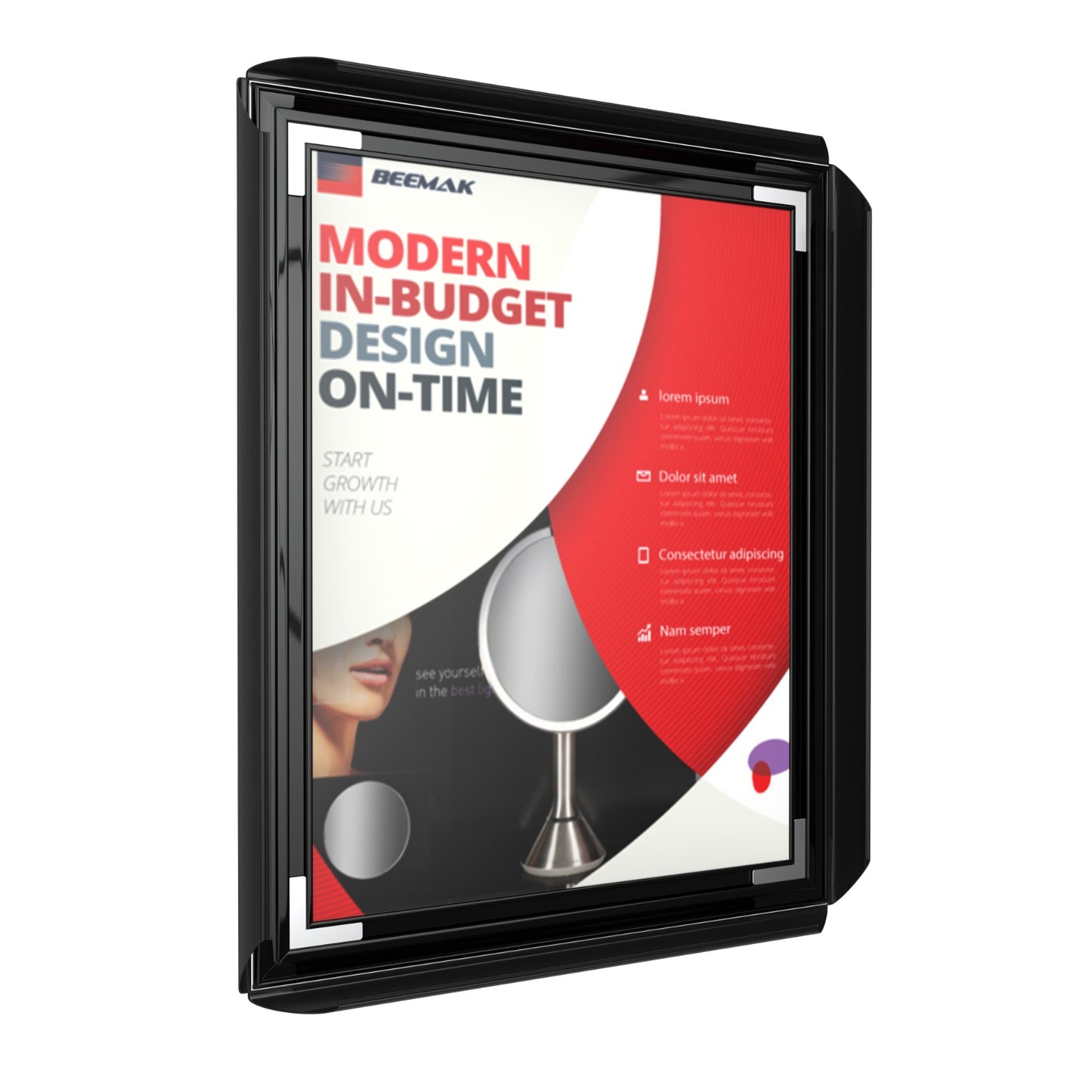 Plastic Snap Frame Wall Mount - 8-1/2" x 11" - Black