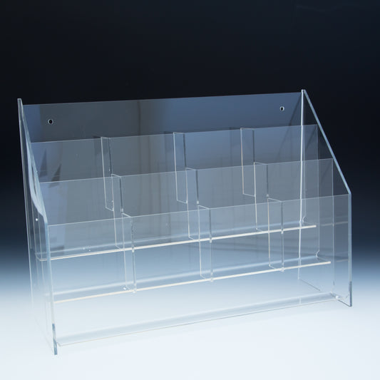 Multi-Pocket Counter Top and Wall Mount Brochure Holder for Literature up to 4"w. - Acrylic Display Product
