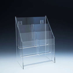 Multi-Pocket Counter Top and Wall Mount Brochure Holder for Literature up to 4"w - Acrylic Display Product