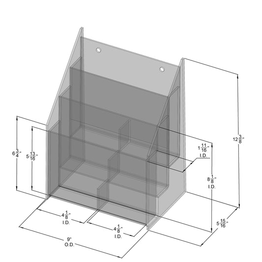 Multi-Pocket Counter Top and Wall Mount Brochure Holder for Literature up to 4"w
