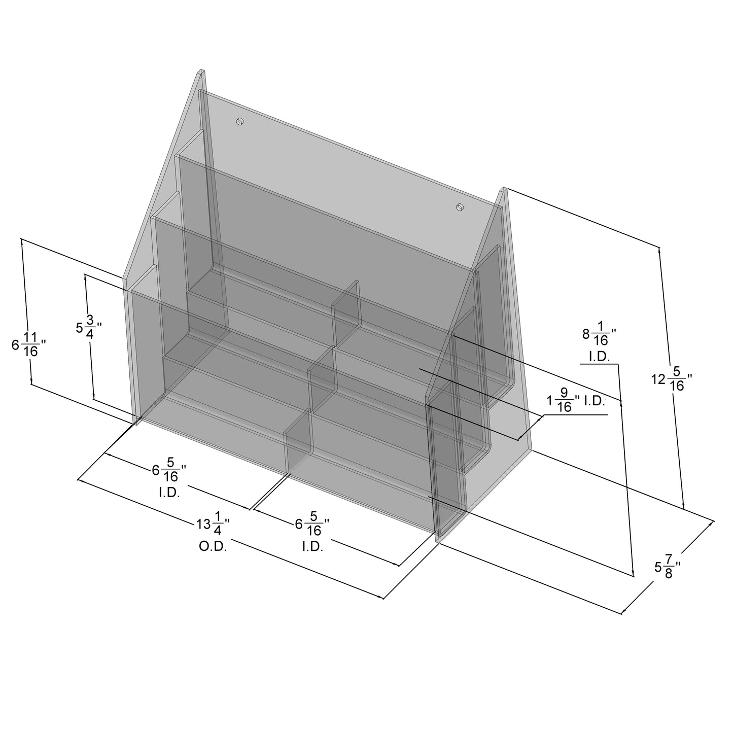 Multi-Pocket Counter Top and Wall Mount Brochure Holder for Literature up to 4"w.