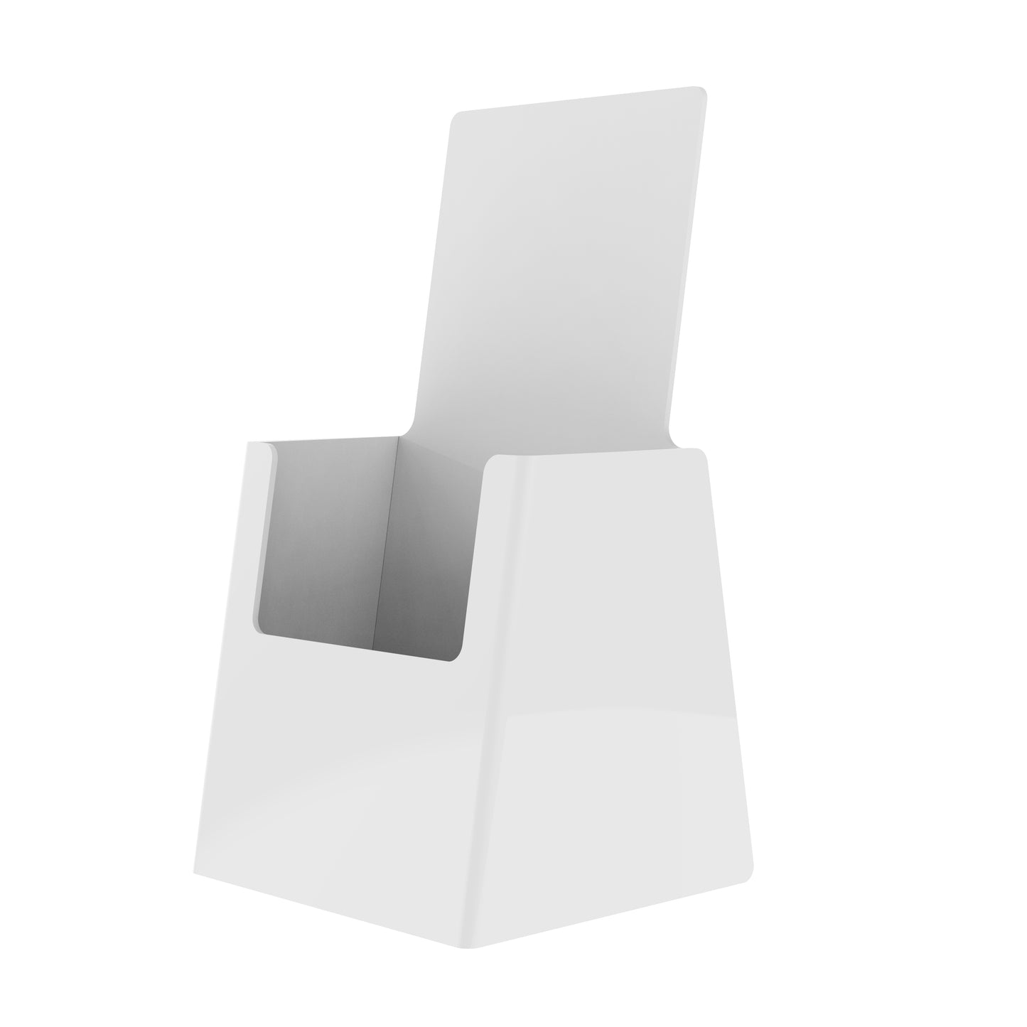 White Countertop Trifold Brochure Holder for literature up to 4" wide. - Acrylic Display Product