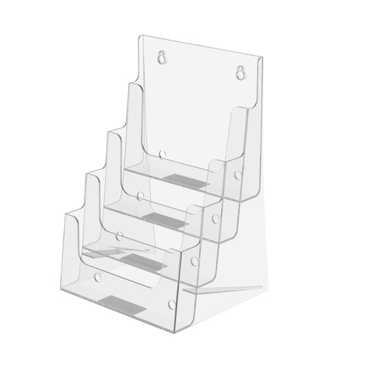 4 Tier Clear Countertop and Wall Mount Brochure Holder for Literature up to 6"wide. - Acrylic Display Product