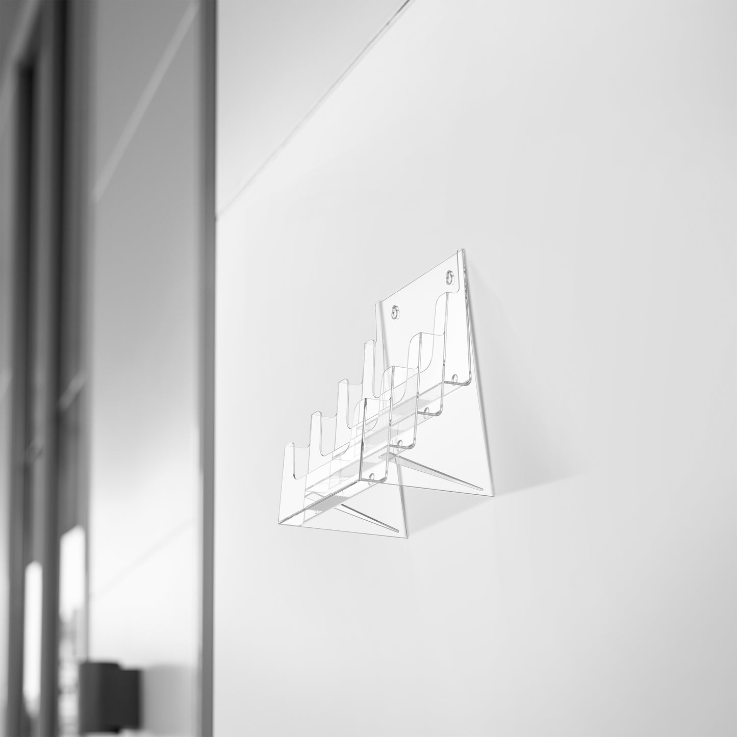4 Tier Clear Countertop and Wall Mount Brochure Holder for Literature up to 6"wide.