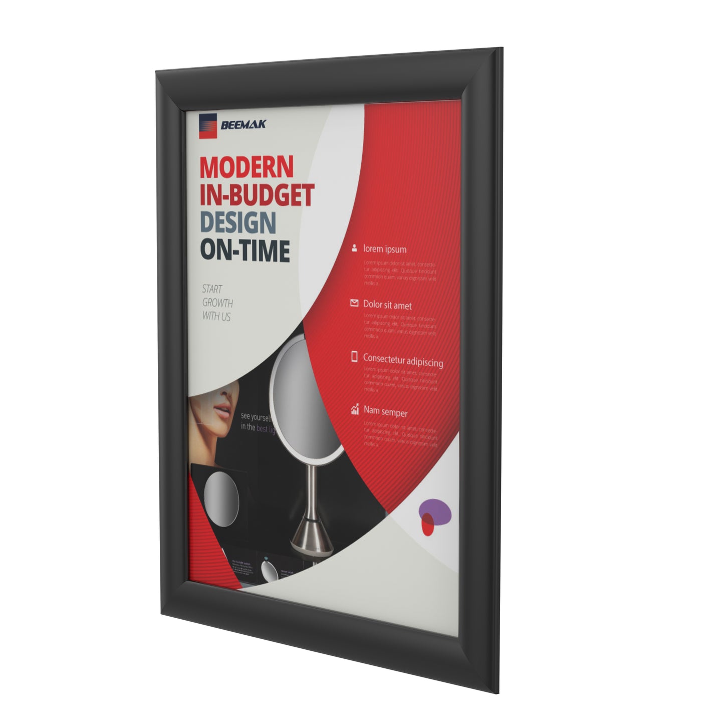 Aluminum Snap Frame Wall Mount - 8-1/2" x 11" - Black