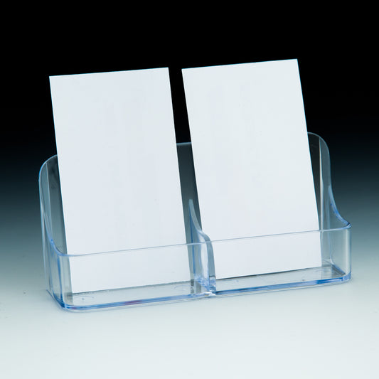 Single Compartment Clear Business Card Holder w/ 2 Pockets