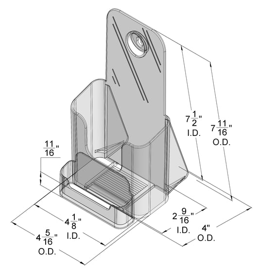 Clear Countertop and Wall Mount Trifold Brochure Holder with Business Card Pocket