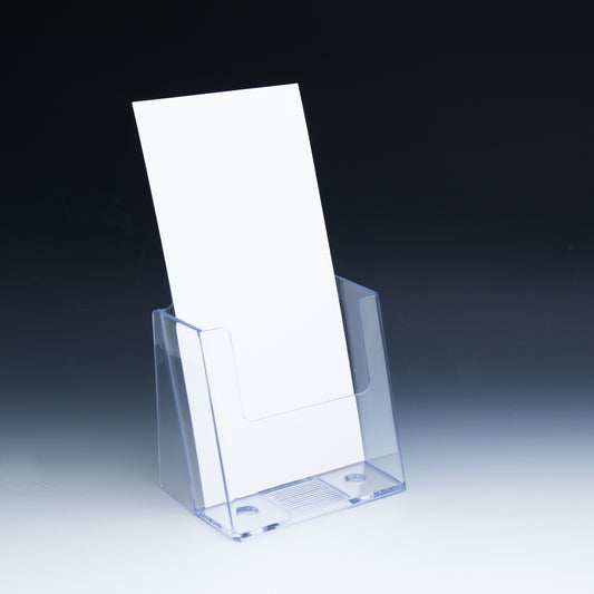 Clear Countertop Trifold Brochure Holder for literature up to 4" wide.