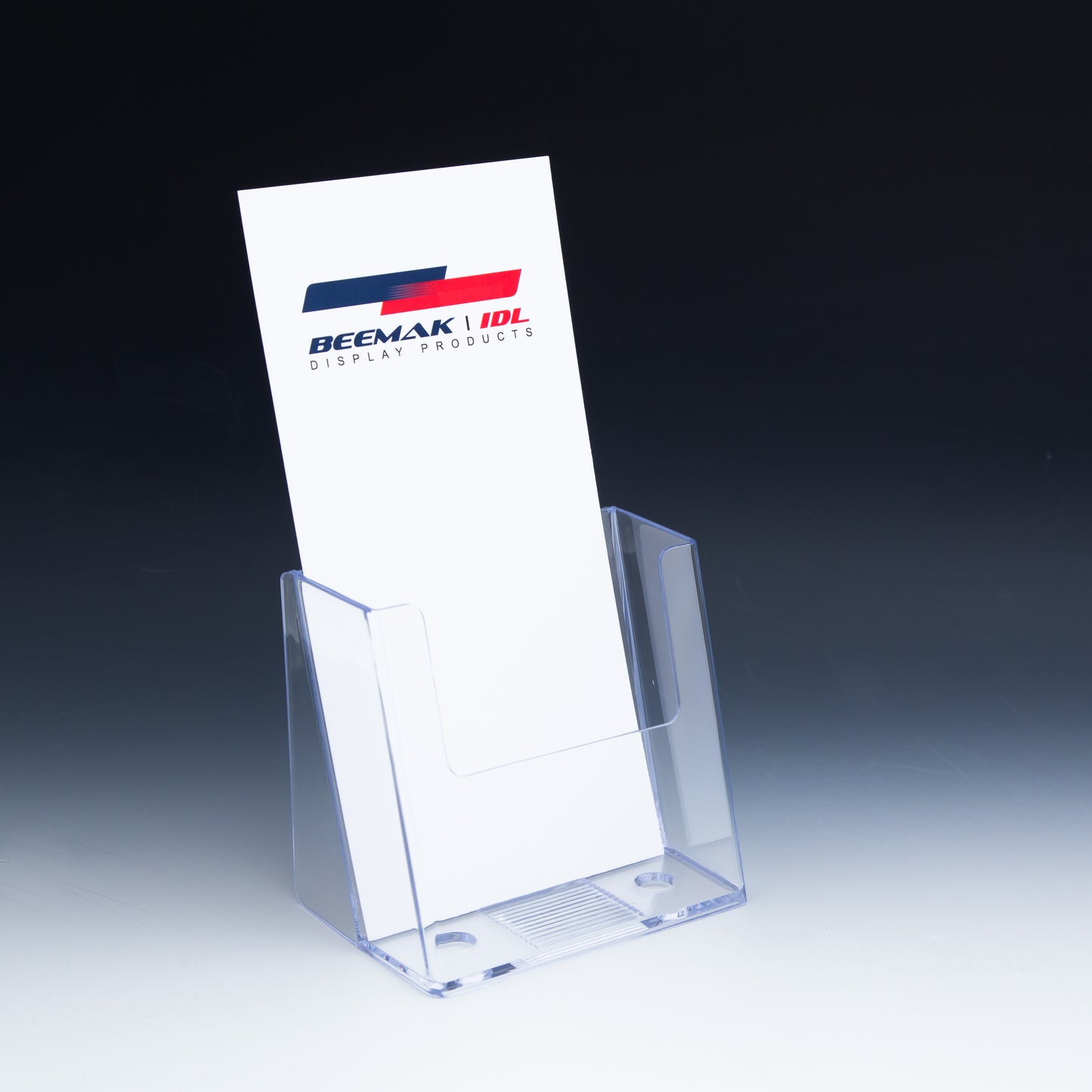 Clear Countertop Trifold Brochure Holder for literature up to 4" wide. - Acrylic Display Product