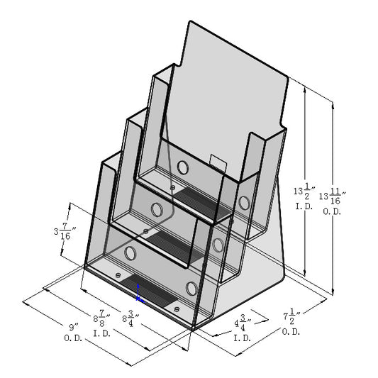 3 Tier Countertop Brochure Holder for 8.5x11 Literature