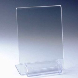 Slant Back Counter Top Ad Frame w/ Business Card Holder - Acrylic Display Product