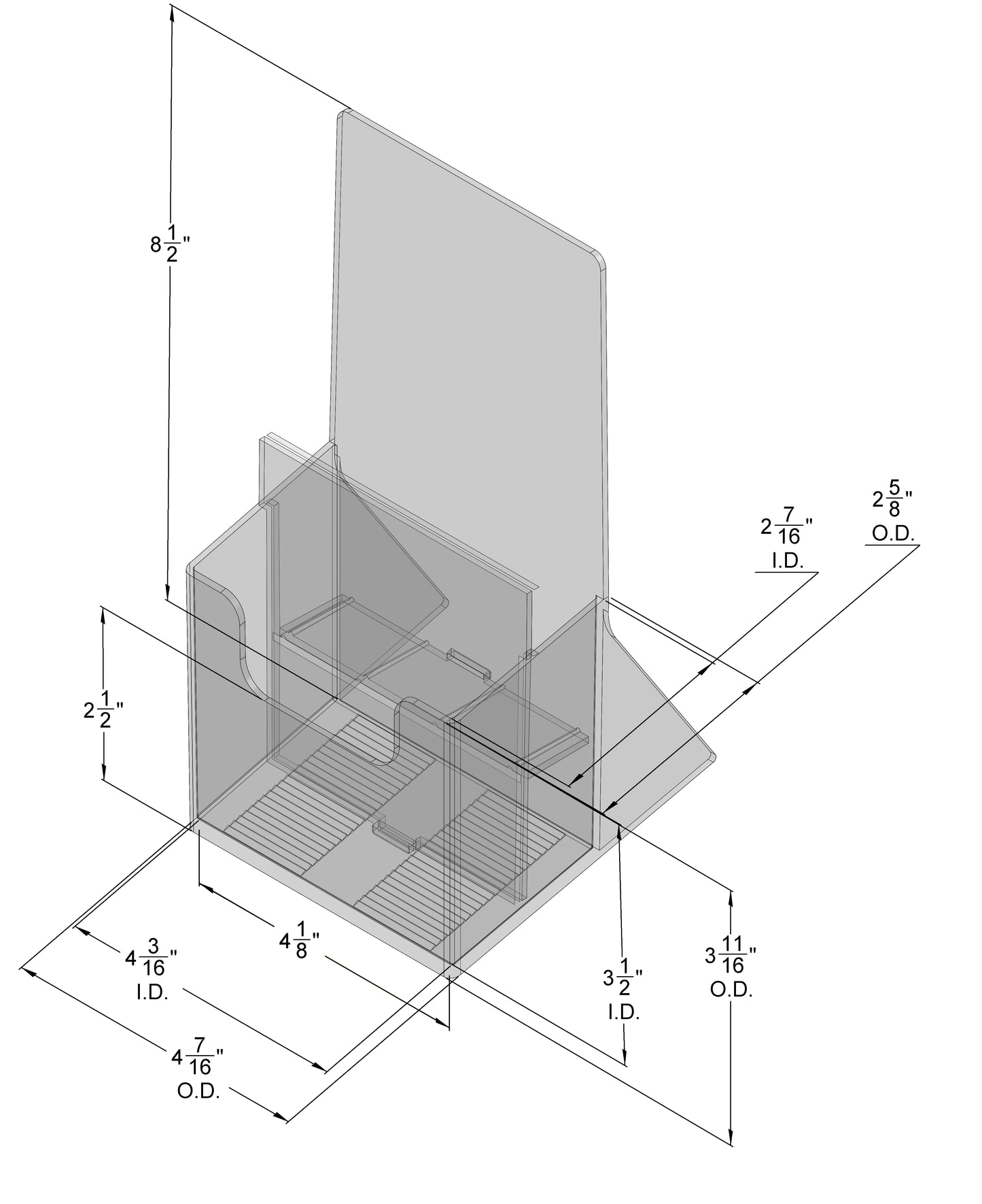 Excelsior Extra Capacity Countertop Brochure Holder for Literature up to 4" wide.