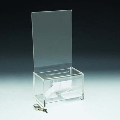 Locking Coin Box w/ Header - Acrylic Display Product