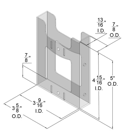 Wall Mount Brochure Holder for Literature up to 3 3/8