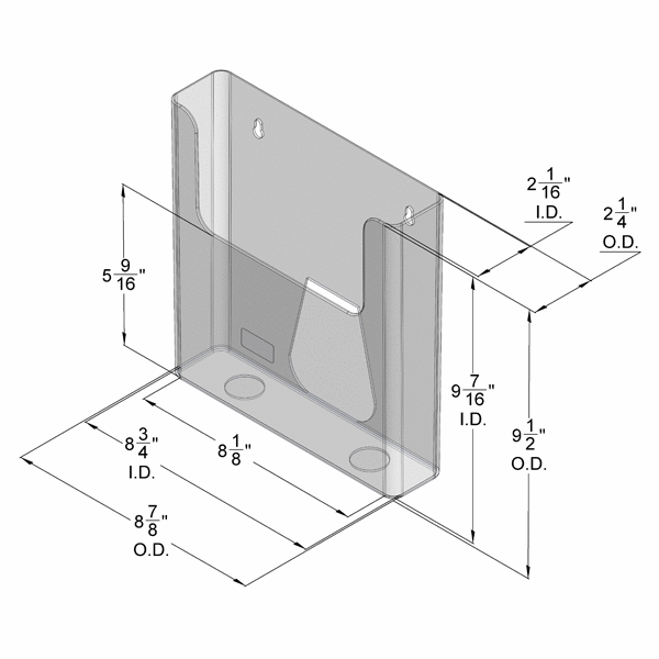 Wall Mount Brochure Holder for Literature up to 8.5"w