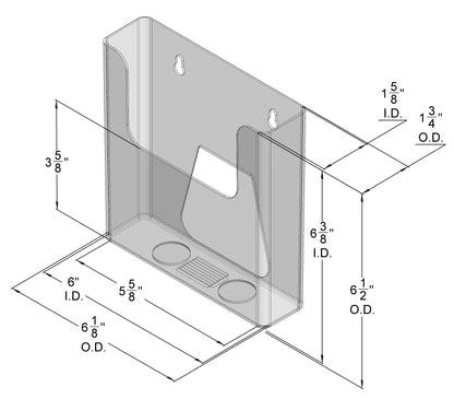 Wall Mount Brochure Holder for Literature up to 5 13/16"w