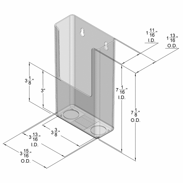 Wall Mount Brochure Holder for Trifold Literature up to 3.75" W