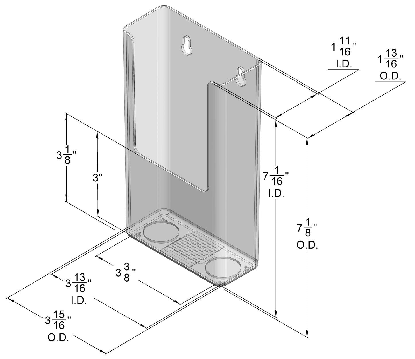 Wall Mount Brochure Holder for Trifold Literature up to 3.75" W