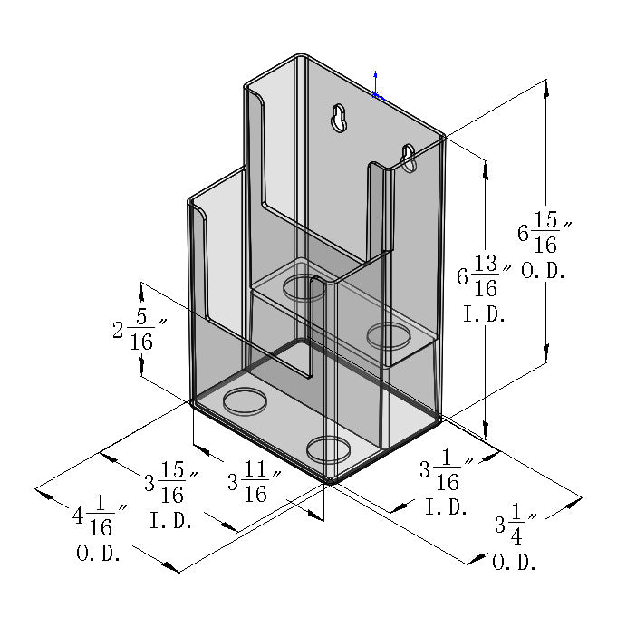 2 Tier Wall Mount or Countertop Brochure Holder for Trifold Literature up to 3.75"w