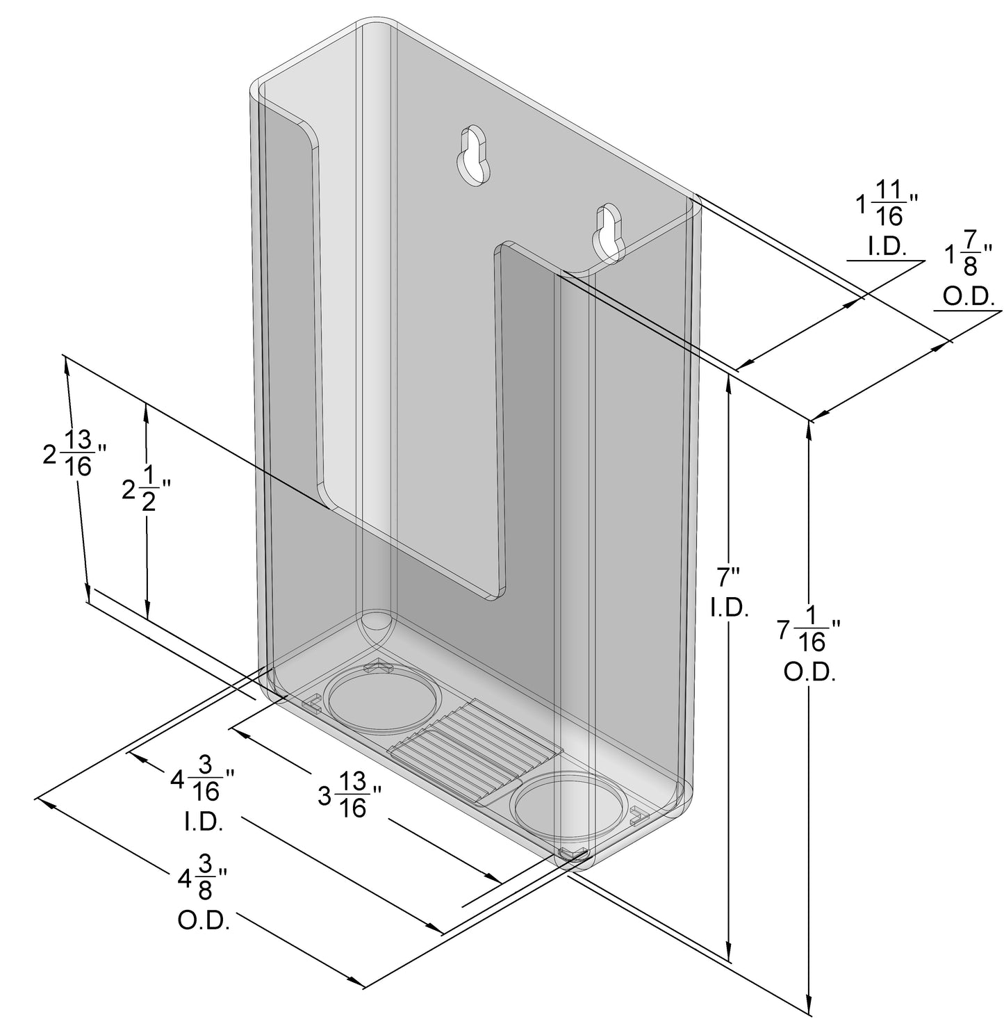 Wall Mount Brochure Holder for Trifold Literature up to 4"w