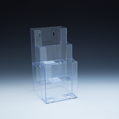 3 Tier Wall Mount or Countertop Brochure Holder for Trifold Literature up to 4 3/8"w - Acrylic Display Product