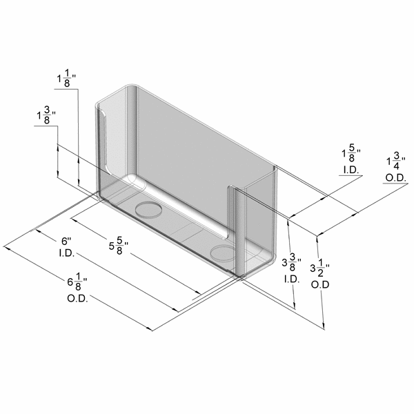 Wall Mount Brochure Holder for Half Sheet Literature up to 6"w