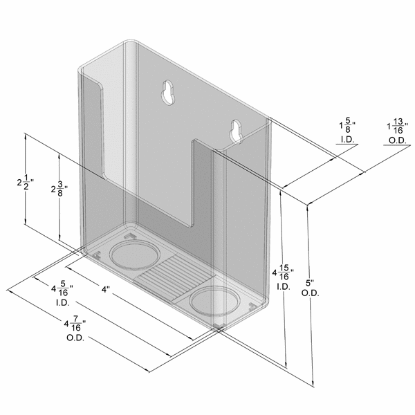 Wall Mount Brochure Holder for literature up to 4.25"w