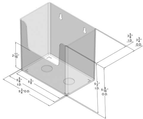 Wall Mount Brochure Holder for Half Sheet Literature up to 5.5