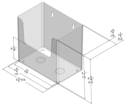 Wall Mount Brochure Holder for Half Sheet Literature up to 5.5"w