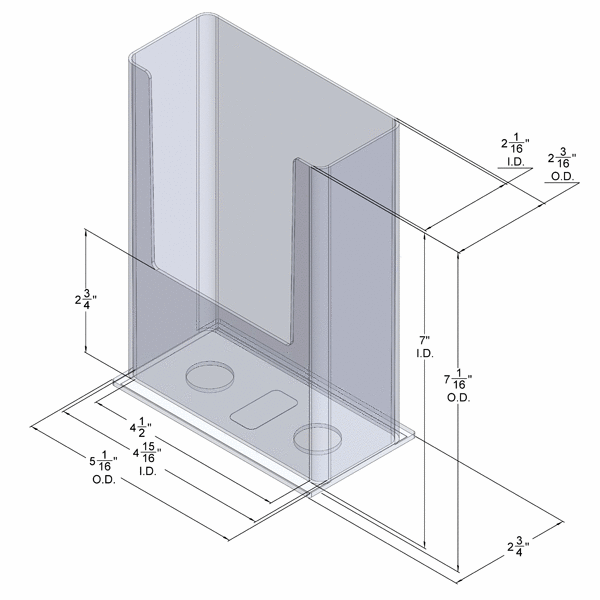 Wall Mount Brochure Holder for Trifold Literature up to 4.75"w