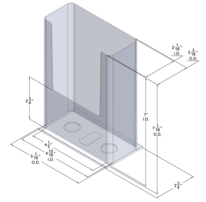 Wall Mount Brochure Holder for Trifold Literature up to 4.75"w