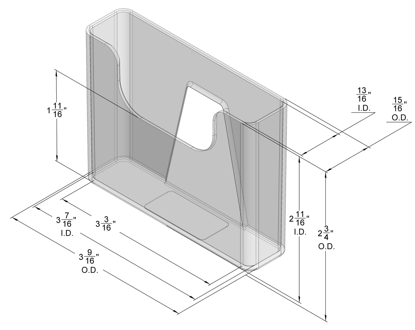 Wall Mount Brochure Holder for Literature up to 3 3/8"w