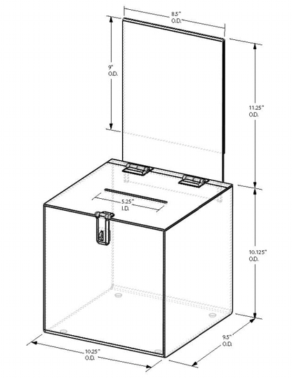 10" Sq. Clear Locking Ballot / Suggestion Box w/Header