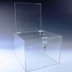 12" Sq. Clear Locking Ballot / Suggestion Box w/ Header