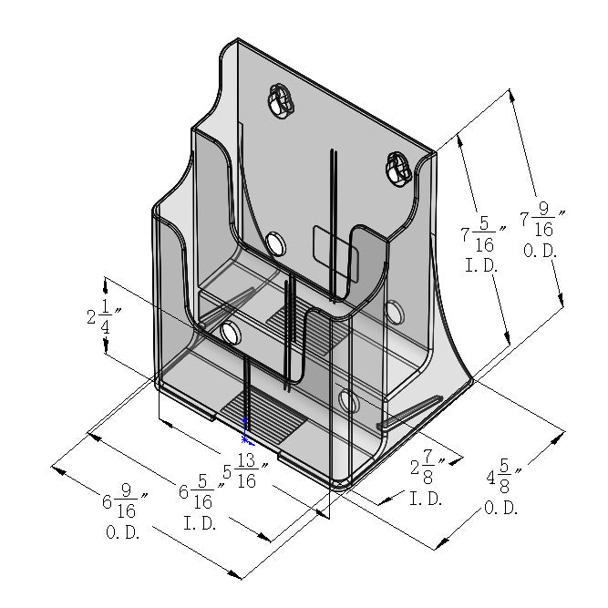 2 Tier Wall Mount or Countertop Brochure Holder for Trifold Literature up to 4"w