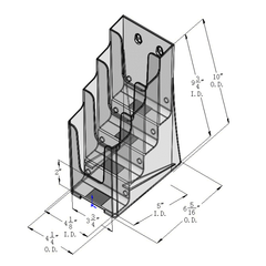 4 Tier Countertop Slant Back Brochure Holder for 4x9 Trifold Literature