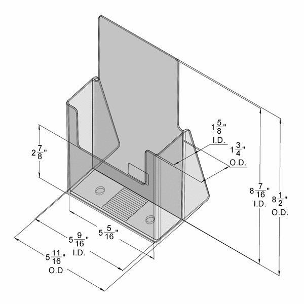 Clear Countertop Brochure Holder for Literature up to 5.5" wide