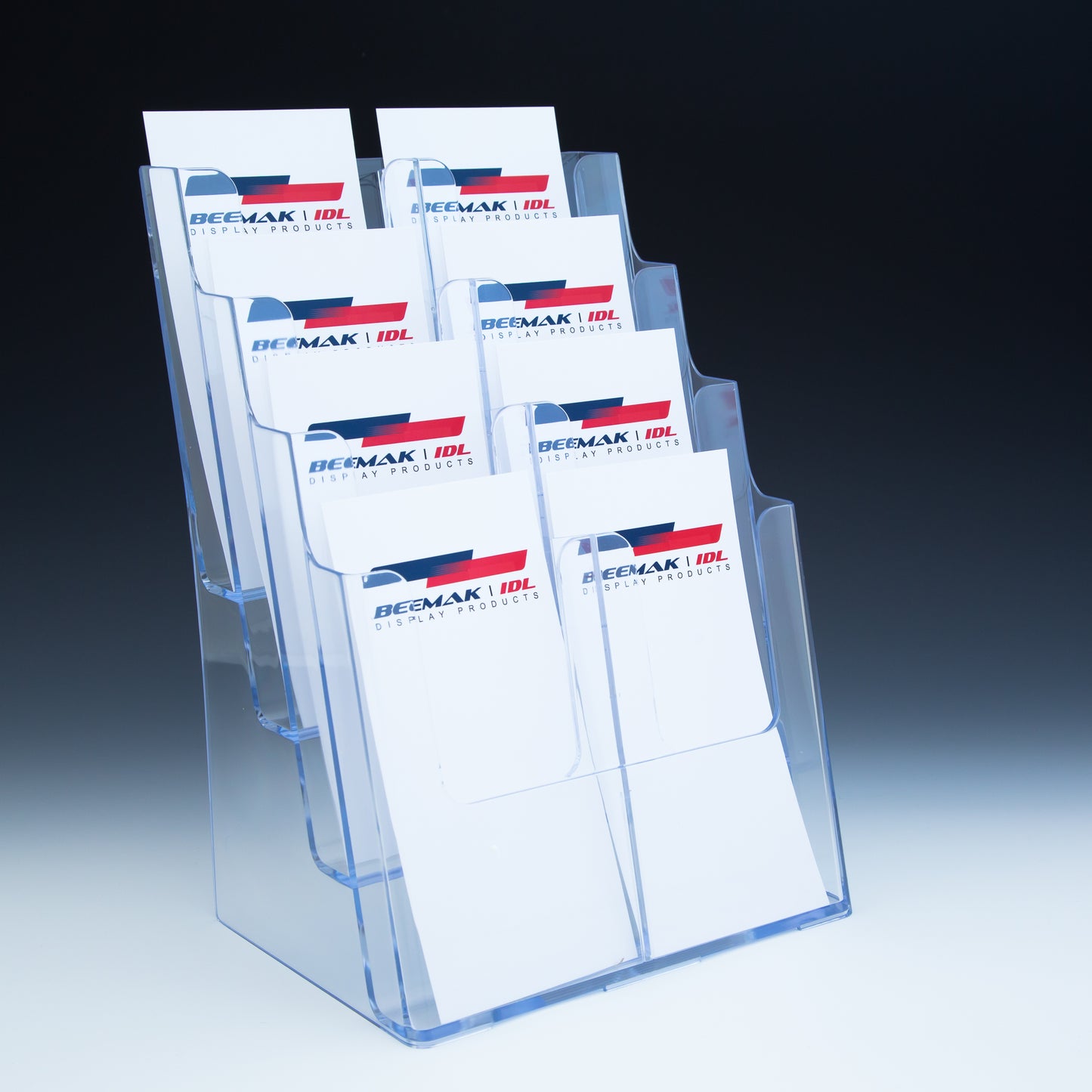 4 Tier Countertop and Wall Mount Brochure Holder for 8.5x11 Literature